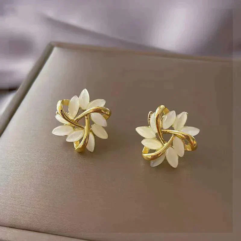 Luxury White Opal Earrings in Gold - emmy-rae-jewels.com