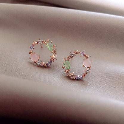 Crystal Floral Earrings in Rose Gold - emmy-rae-jewels.com