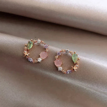 Crystal Floral Earrings in Rose Gold - emmy-rae-jewels.com