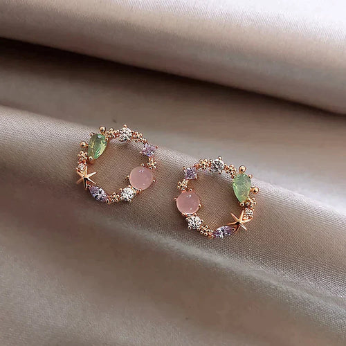 Crystal Floral Earrings in Rose Gold - emmy-rae-jewels.com