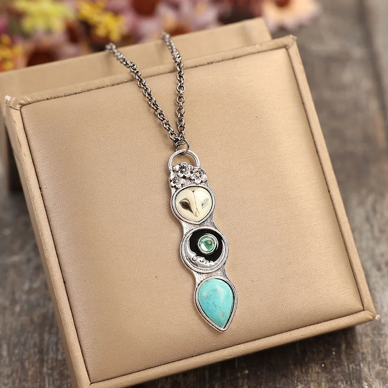 Turquoise Owl Wisdom Bar Necklace - emmy-rae-jewels.com