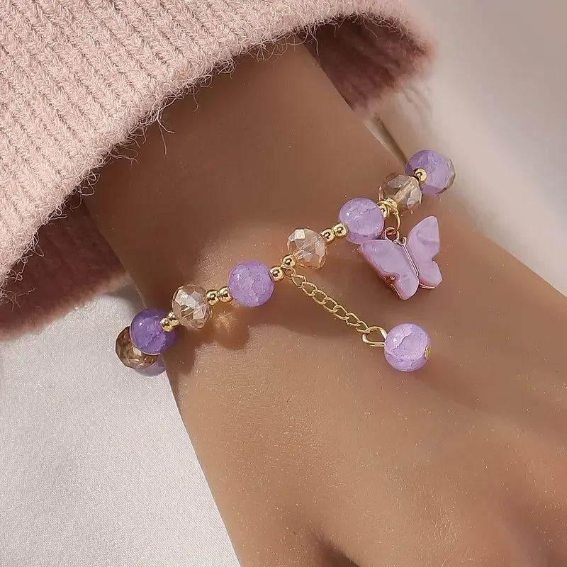Beautiful Butterfly Beaded Stretch Bracelet - emmy-rae-jewels.com