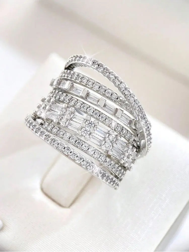 EXQUISITE MULTI-LAYER SILVER RING - emmy-rae-jewels.com
