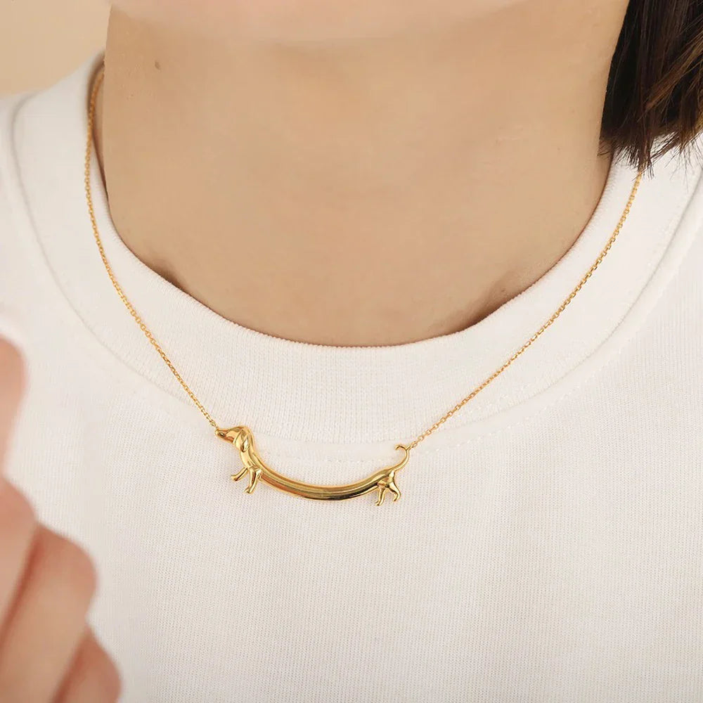 Gold-Tone Dachshund Necklace - emmy-rae-jewels.com