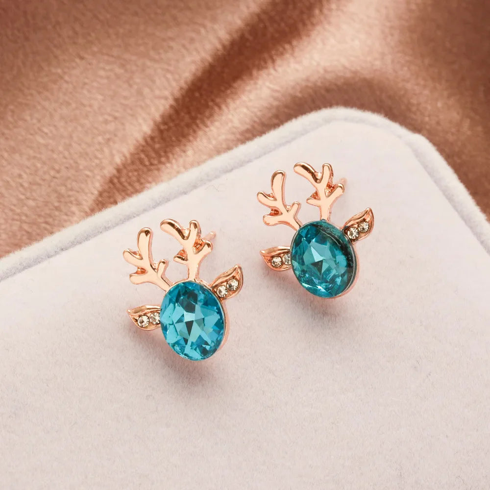 Festive Reindeer Crystal Stud Earrings - emmy-rae-jewels.com