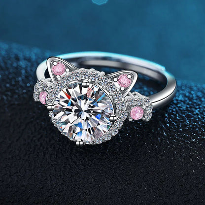 Adjustable Cat Ears Ring with Zirconia - emmy-rae-jewels.com