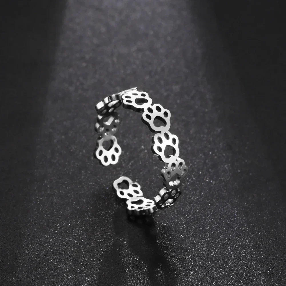 Adjustable Paw Print Ring – Made of Stainless Steel - emmy-rae-jewels.com