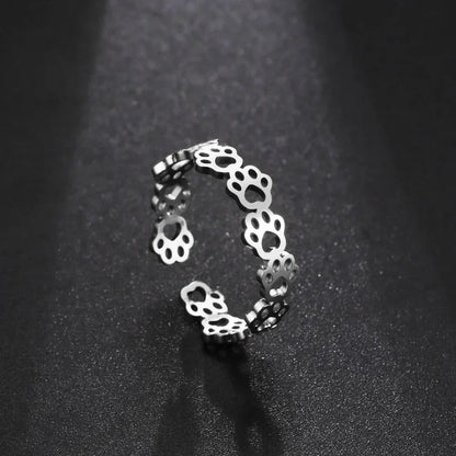 Adjustable Paw Print Ring – Made of Stainless Steel - emmy-rae-jewels.com