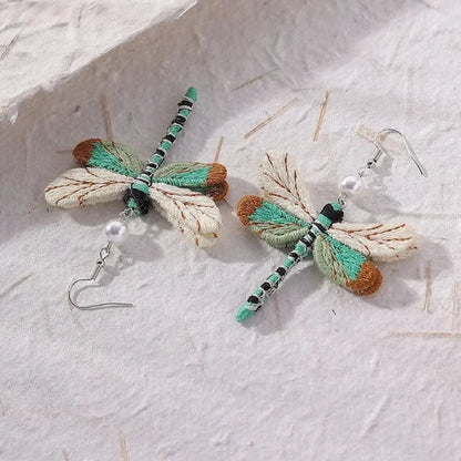 Bohemian Embroidered Dragonfly Earrings - emmy-rae-jewels.com