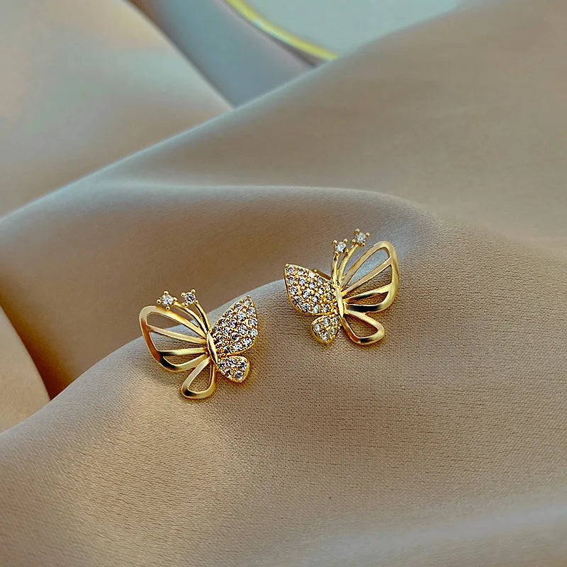 Elegant Zircon Butterfly Stud Earrings - emmy-rae-jewels.com