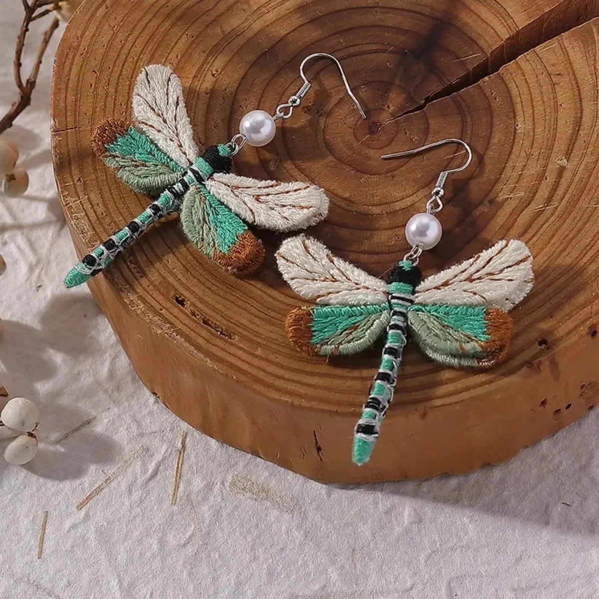 Bohemian Embroidered Dragonfly Earrings - emmy-rae-jewels.com