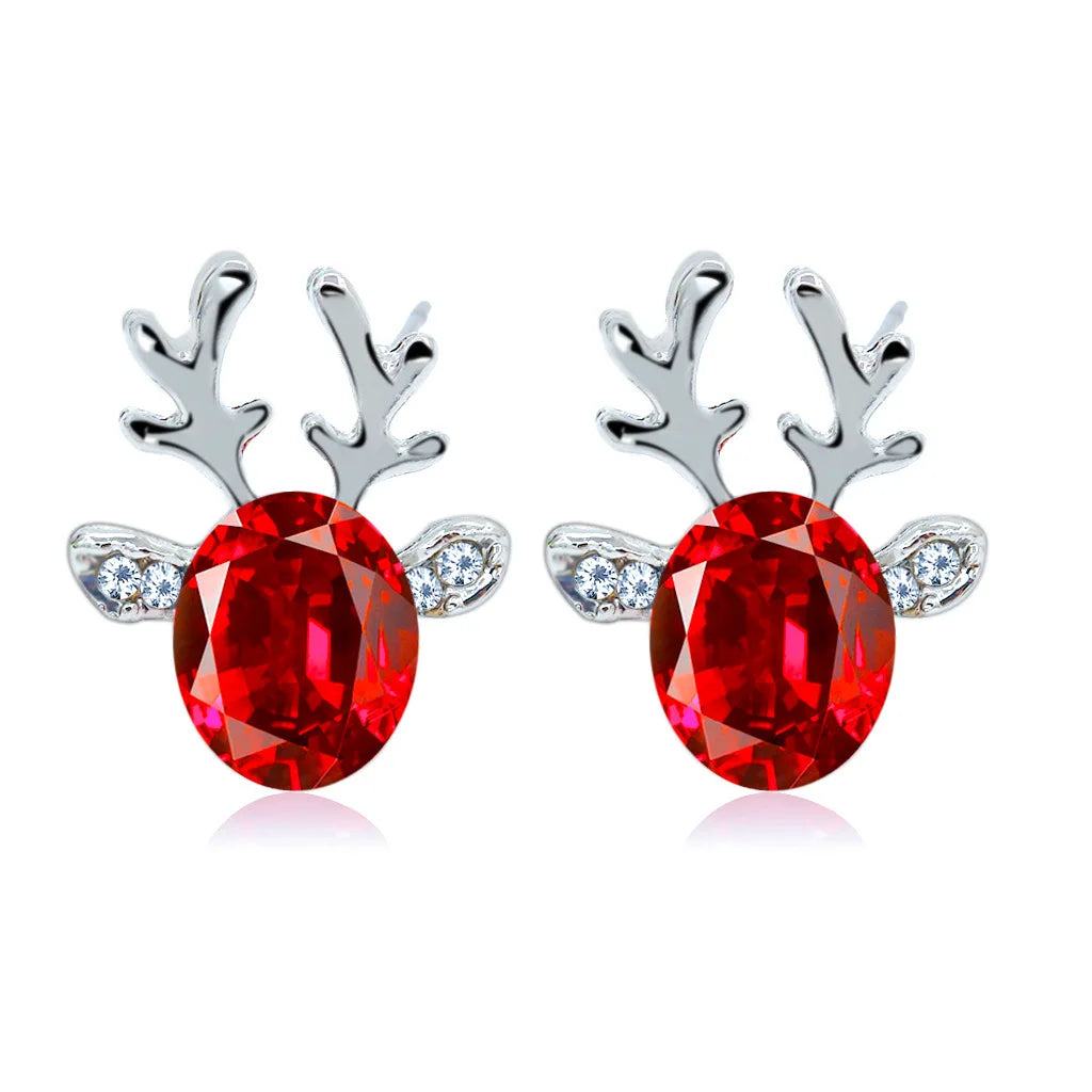Festive Reindeer Crystal Stud Earrings - emmy-rae-jewels.com
