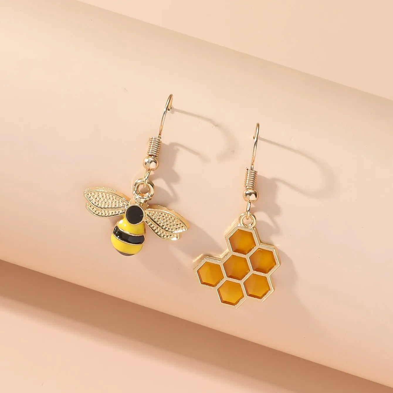 Honeycomb & Bee Drop Earrings – Gold Tone Jewelry for Women - emmy-rae-jewels.com