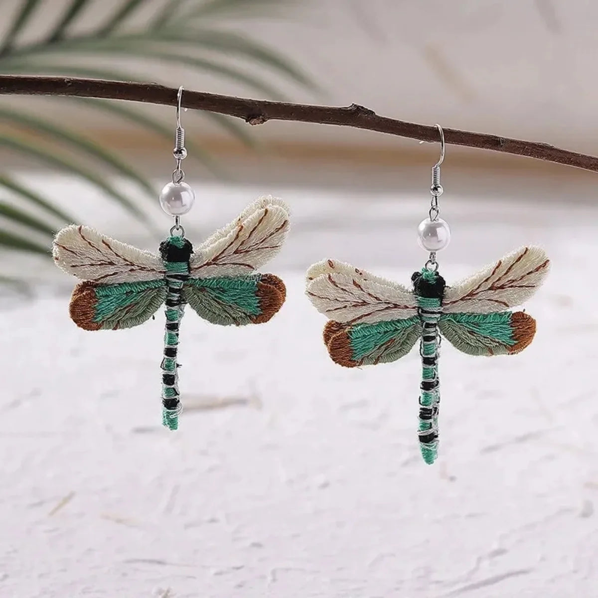 Bohemian Embroidered Dragonfly Earrings - emmy-rae-jewels.com