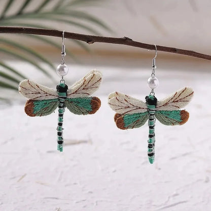 Bohemian Embroidered Dragonfly Earrings - emmy-rae-jewels.com