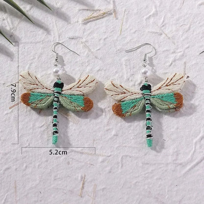 Bohemian Embroidered Dragonfly Earrings - emmy-rae-jewels.com