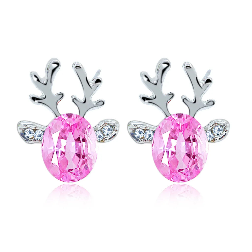 Festive Reindeer Crystal Stud Earrings - emmy-rae-jewels.com
