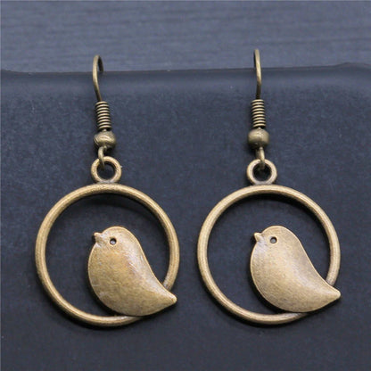 Vintage Bird Charm Drop Earrings – Handmade Boho Jewelry - emmy-rae-jewels.com