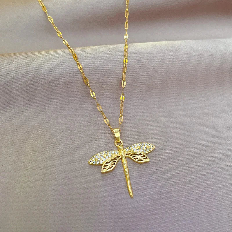 Crystal Dragonfly Necklace – Symbol of Transformation & Beauty - emmy-rae-jewels.com