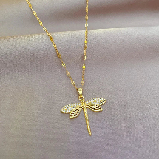 Crystal Dragonfly Necklace – Symbol of Transformation & Beauty - emmy-rae-jewels.com