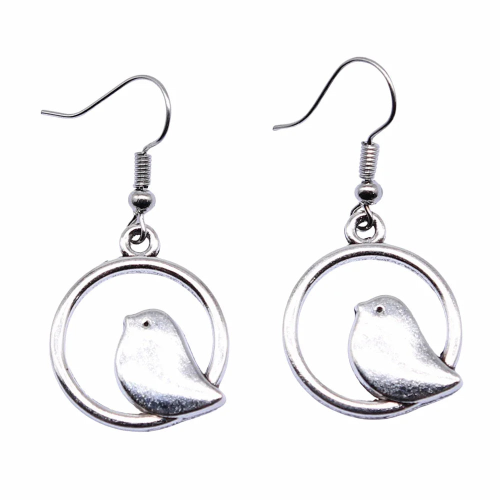 Vintage Bird Charm Drop Earrings – Handmade Boho Jewelry - emmy-rae-jewels.com