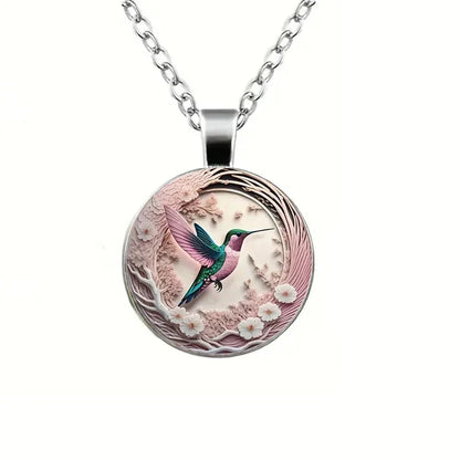 Hummingbird Glass Dome Pendant Necklace - emmy-rae-jewels.com
