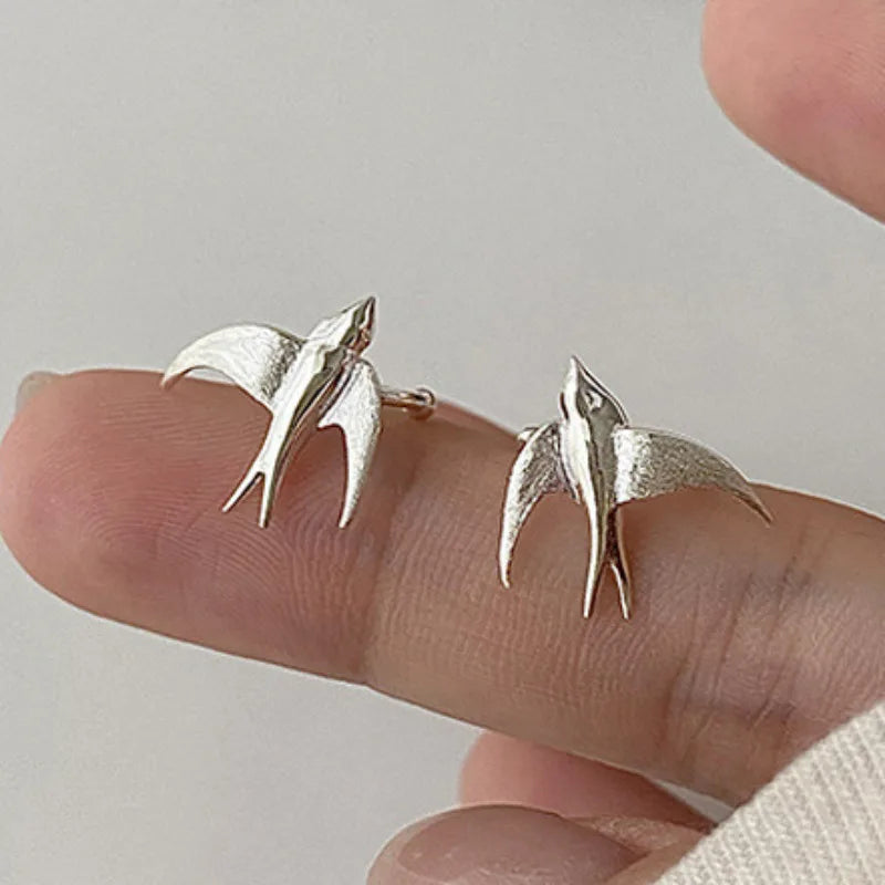 Beautiful Silver Swallow Bird Clip-On Earrings - emmy-rae-jewels.com