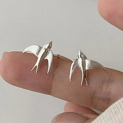 Beautiful Silver Swallow Bird Clip-On Earrings - emmy-rae-jewels.com