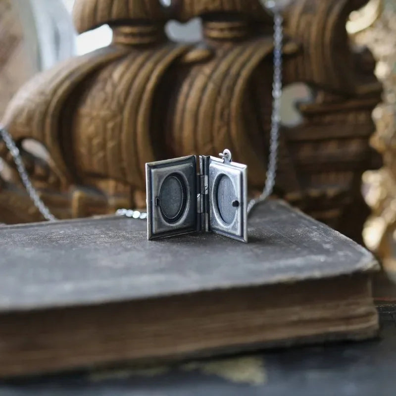 Vintage Cat Book Pendant Necklace – Rotating Page Design - emmy-rae-jewels.com