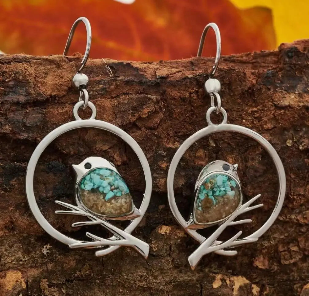 Vintage Bird on Branch Earrings – Symbol of Freedom & Serenity - emmy-rae-jewels.com