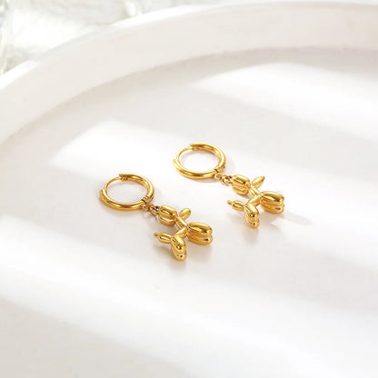 Gold Huggie Earrings with Mini Balloon Dog Charm - emmy-rae-jewels.com