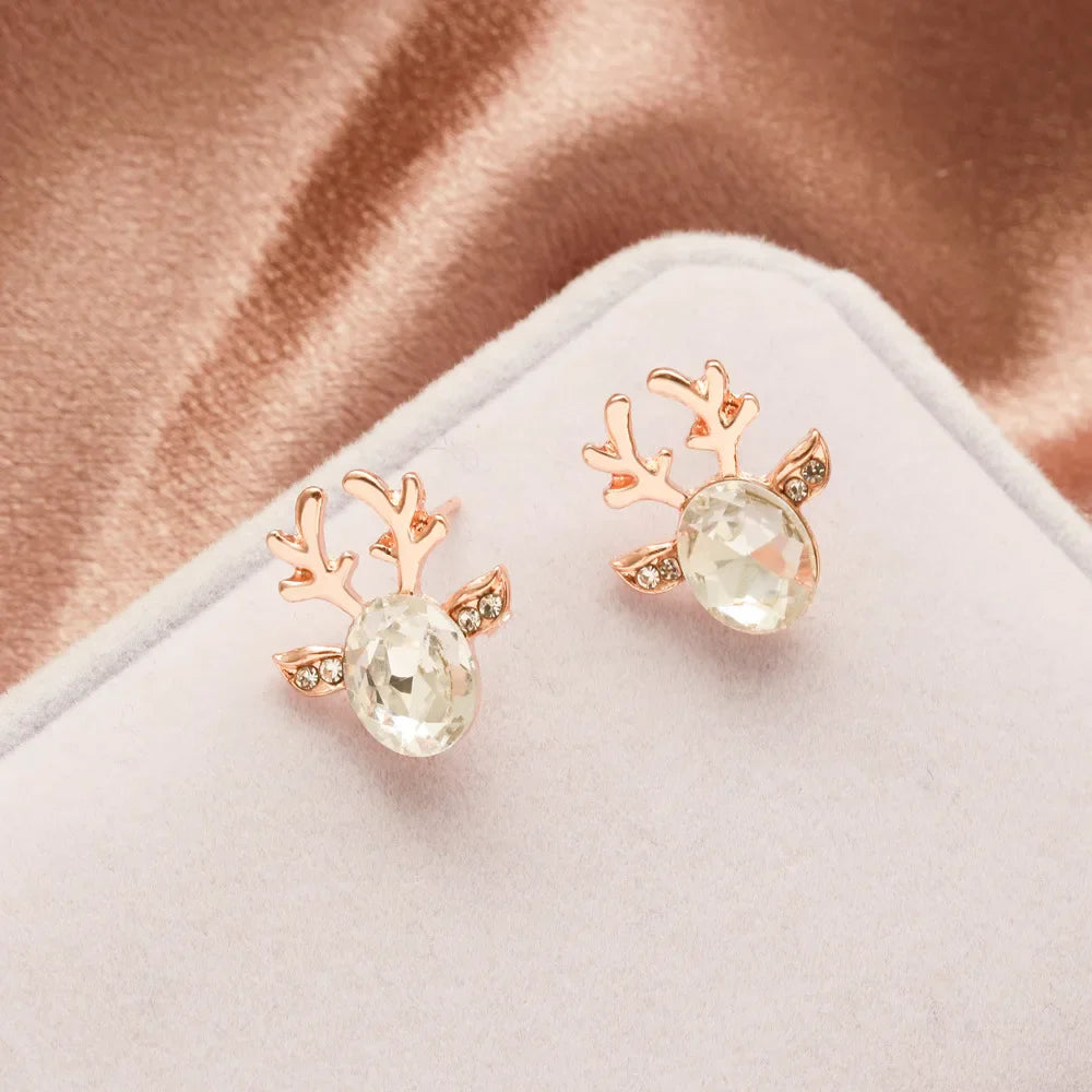 Festive Reindeer Crystal Stud Earrings - emmy-rae-jewels.com
