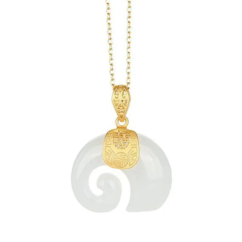 Hetian Jade Elephant Pendant Necklace – 18K Gold Plated Chain for Women - emmy-rae-jewels.com