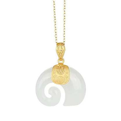 Hetian Jade Elephant Pendant Necklace – 18K Gold Plated Chain for Women - emmy-rae-jewels.com