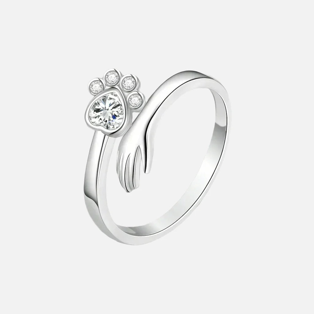 925 Sterling Silver Adjustable Ring – Hand and Paw Print Design - emmy-rae-jewels.com