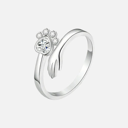 925 Sterling Silver Adjustable Ring – Hand and Paw Print Design - emmy-rae-jewels.com
