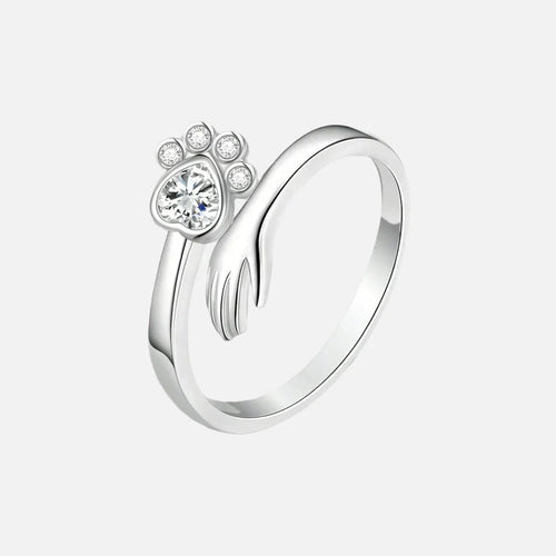 925 Sterling Silver Adjustable Ring – Hand and Paw Print Design - emmy-rae-jewels.com