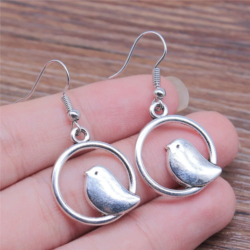 Vintage Bird Charm Drop Earrings – Handmade Boho Jewelry - emmy-rae-jewels.com