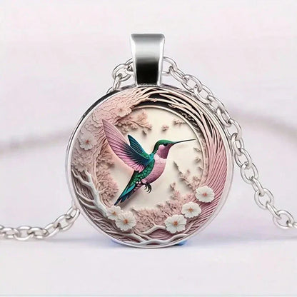 Hummingbird Glass Dome Pendant Necklace - emmy-rae-jewels.com