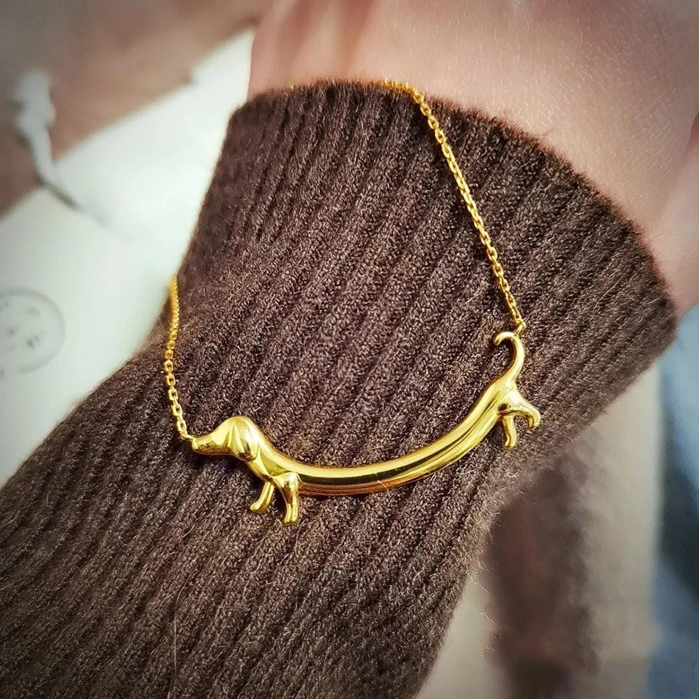 Gold-Tone Dachshund Necklace - emmy-rae-jewels.com