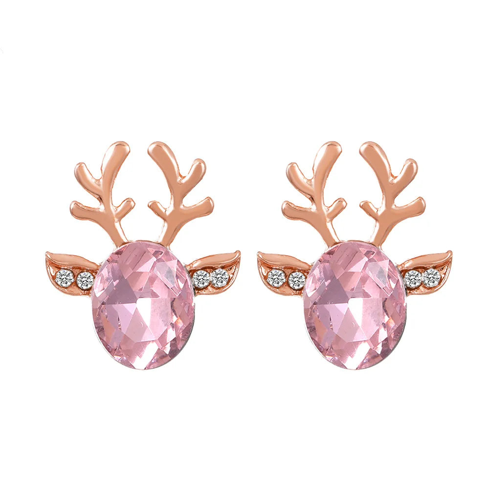Festive Reindeer Crystal Stud Earrings - emmy-rae-jewels.com