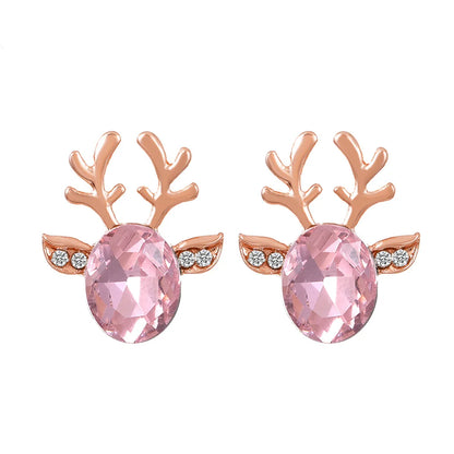 Festive Reindeer Crystal Stud Earrings - emmy-rae-jewels.com