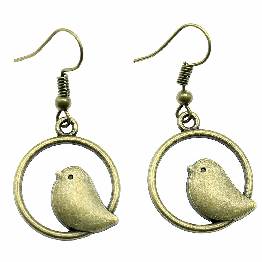 Vintage Bird Charm Drop Earrings – Handmade Boho Jewelry - emmy-rae-jewels.com