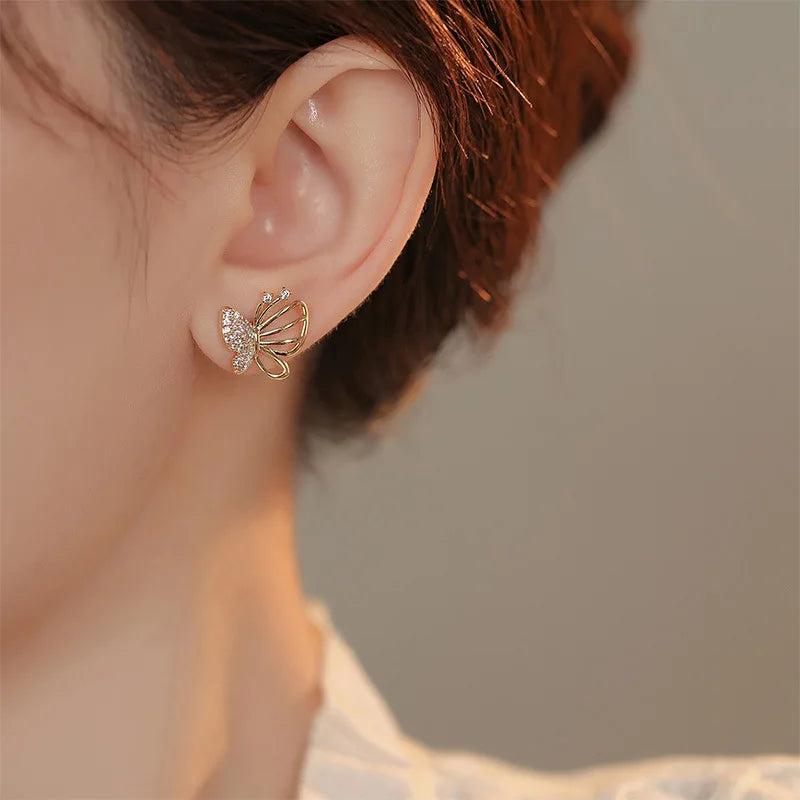 Elegant Zircon Butterfly Stud Earrings - emmy-rae-jewels.com
