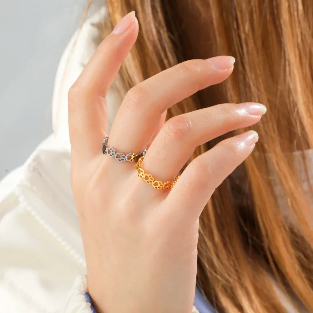 Adjustable Paw Print Ring – Made of Stainless Steel - emmy-rae-jewels.com