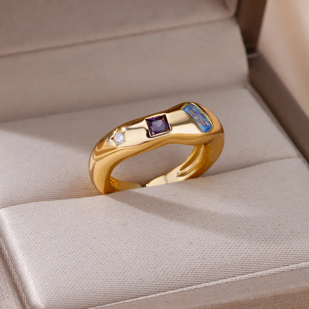Cosmic Gemstone Chunky Band Rings