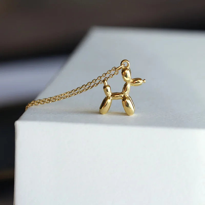 Gold-Tone Balloon Dog Pendant Necklace - emmy-rae-jewels.com