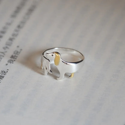 925 Sterling Silver Dachshund Ring – Adjustable Fit - emmy-rae-jewels.com