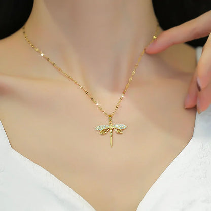 Crystal Dragonfly Necklace – Symbol of Transformation & Beauty - emmy-rae-jewels.com