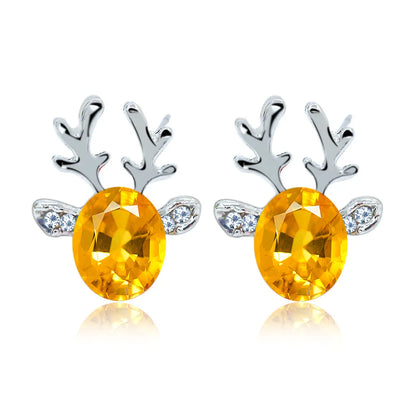 Festive Reindeer Crystal Stud Earrings - emmy-rae-jewels.com